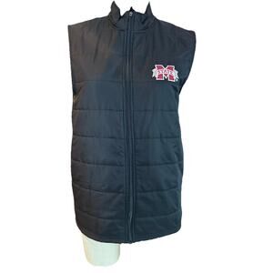 Missippi State Women’s Embroidered Black Full Zip Vest Small 34/36